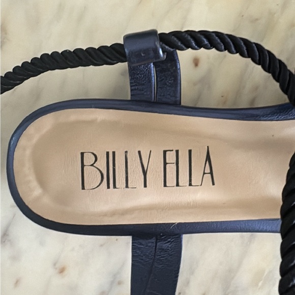 Anthropologie Billy Ella Navy Blue Metallic Sandals - Picture 2 of 14